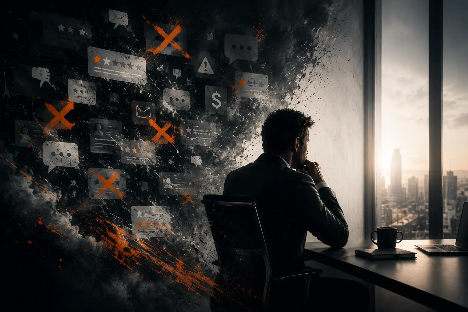 Dirigeant d'entreprise confronté à une communication perçue comme coûteuse, confuse et inefficace face aux enjeux de visibilité, de marque et de différenciation.