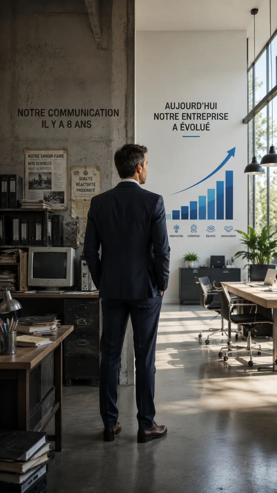Illustration d’une entreprise en croissance dont la communication ne reflète plus son niveau de développement.